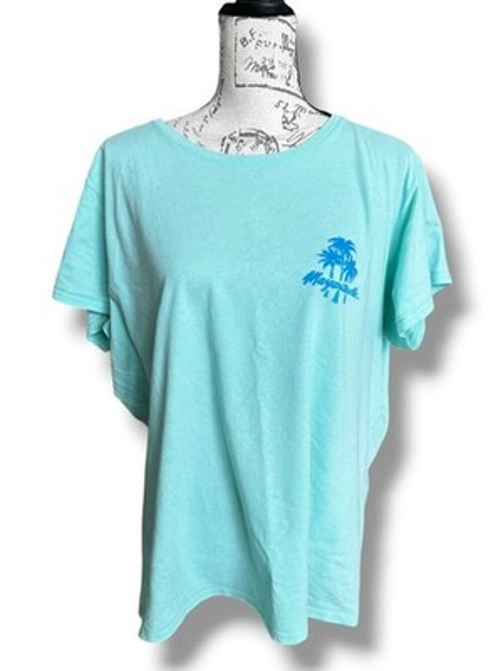 Jimmy Buffett's Margaritaville Light Aqua 2-Sided Graphic T-shirt Women's 2XL
